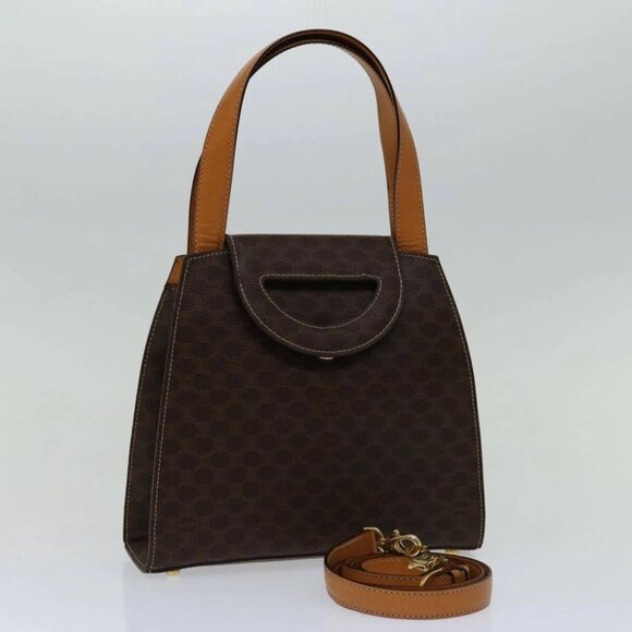 CELINE Macadam Canvas Hand Bag PVC 2way Brown Auth 69000V - Picture 11 of 16